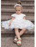 Ivory Butterfly Lace Tulle Flower Girl Dress With Removable Train